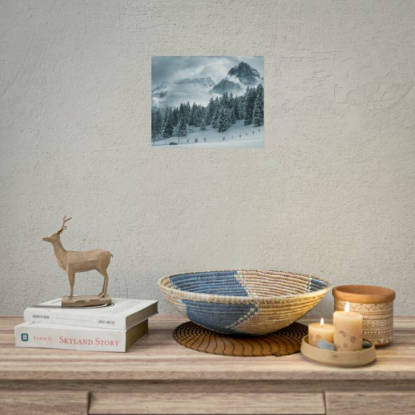 101860-18.jpg Car in Mountain Landscape With Snowy Trees Poster