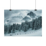 Car in Mountain Landscape With Snowy Trees Poster - Image 222