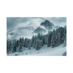 Car in Mountain Landscape With Snowy Trees Poster - Image 226