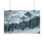 Car in Mountain Landscape With Snowy Trees Poster - Image 227