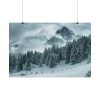 101870-16.jpg Car in Mountain Landscape With Snowy Trees Poster