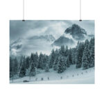 Car in Mountain Landscape With Snowy Trees Poster - Image 267