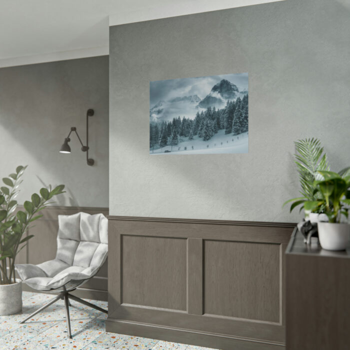 Car in Mountain Landscape With Snowy Trees Poster - Image 270