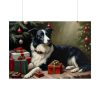 101875-201.jpg Border Collie Vintage Christmas Poster