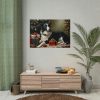101875-203.jpg Border Collie Vintage Christmas Poster