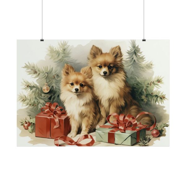 101875-261.jpg Pomeranian Dog At Christmas Poster
