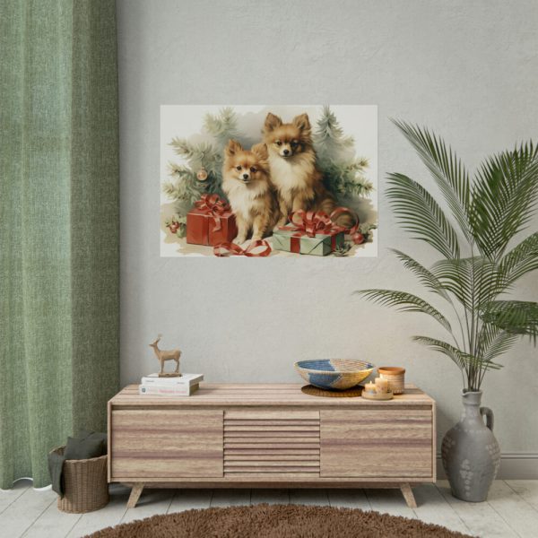 101875-263.jpg Pomeranian Dog At Christmas Poster