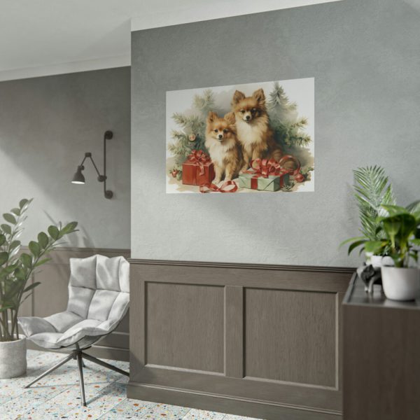 101875-264.jpg Pomeranian Dog At Christmas Poster