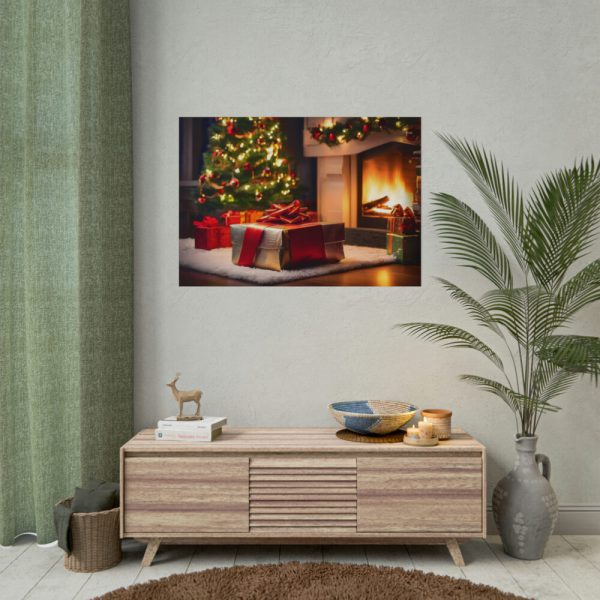 101875-298.jpg Christmas Gifts, Tree and Fireplace Poster