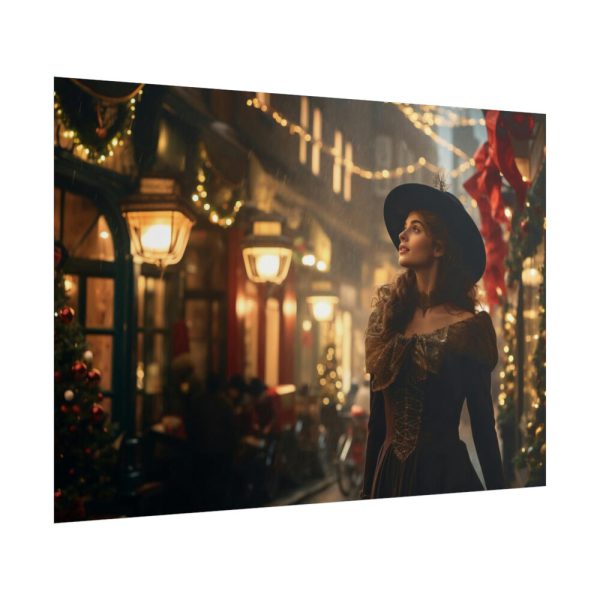 101875-342.jpg Vintage Woman In Town At Christmas Poster