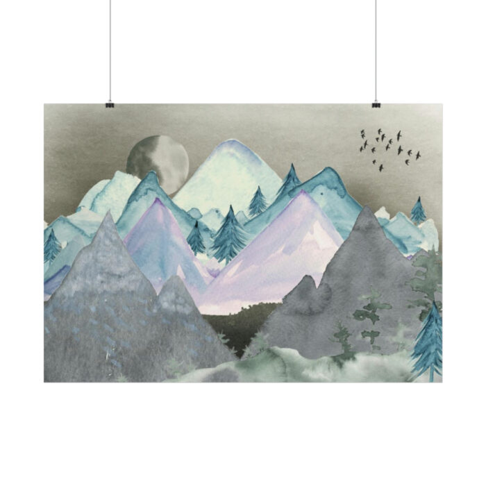 Mountain Landscape Watercolor Poster - Image 12