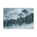 Car in Mountain Landscape With Snowy Trees Poster - Image 281