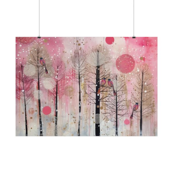 101875-686.jpg Whimsical Pink Winter Forest Art Poster