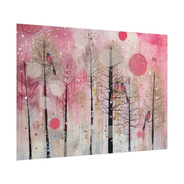101875-687.jpg Whimsical Pink Winter Forest Art Poster