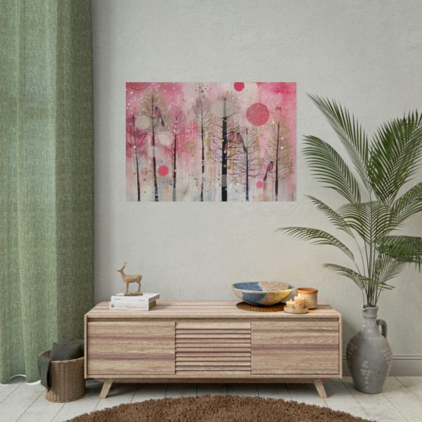 101875-688.jpg Whimsical Pink Winter Forest Art Poster