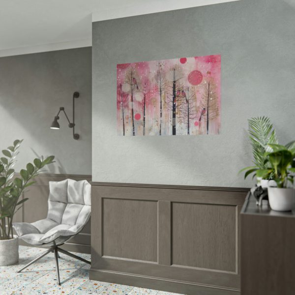 101875-689.jpg Whimsical Pink Winter Forest Art Poster