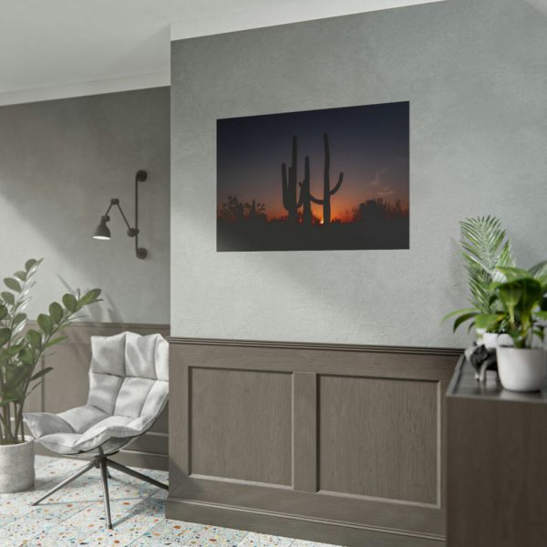 Saguaro Cacti at Sunset in the Arizona Desert Poster