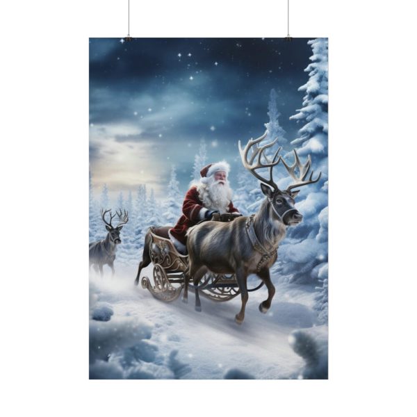 101894-106.jpg Santa And Reindeer In Snow Poster
