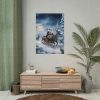 101894-108.jpg Santa And Reindeer In Snow Poster