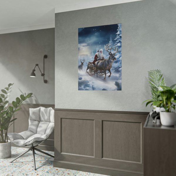 101894-109.jpg Santa And Reindeer In Snow Poster