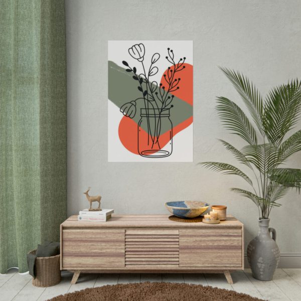 101894-218.jpg Abstract Mason Jar Flower Line Art Poster