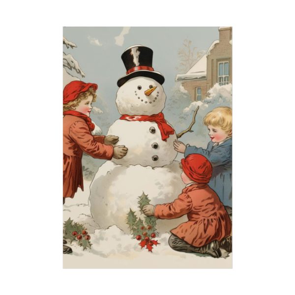 101894-255.jpg Vintage Children Building A Snowman Poster