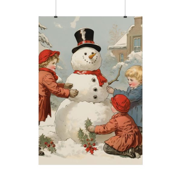 101894-256.jpg Vintage Children Building A Snowman Poster