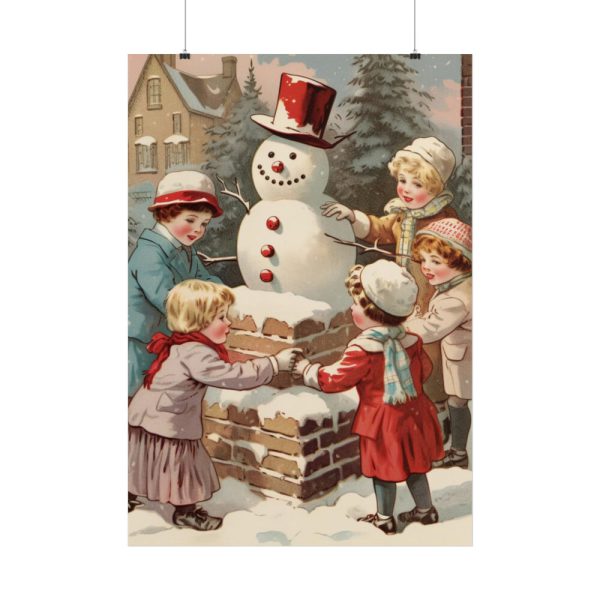 101894-261.jpg Children Building a Snowman in Their Front Yard Poster