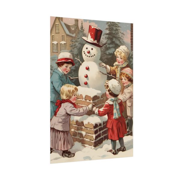101894-262.jpg Children Building a Snowman in Their Front Yard Poster