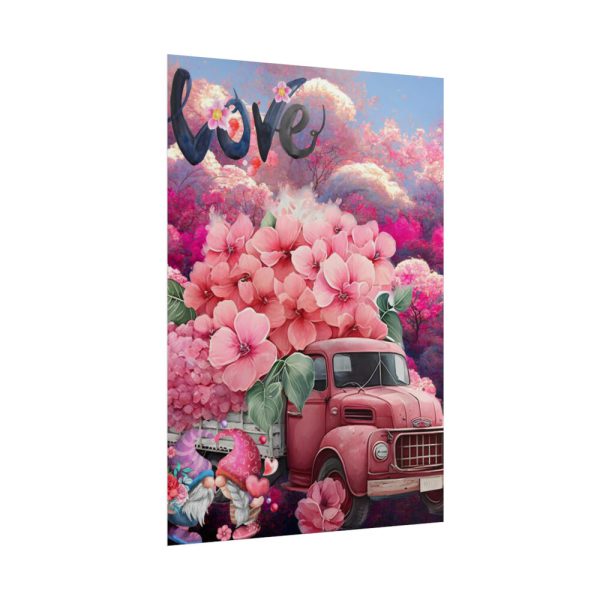 Valentine Love Flower Truck Gnome Poster