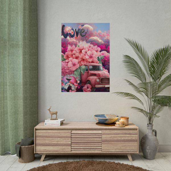 Valentine Love Flower Truck Gnome Poster
