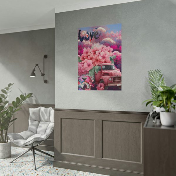 Valentine Love Flower Truck Gnome Poster
