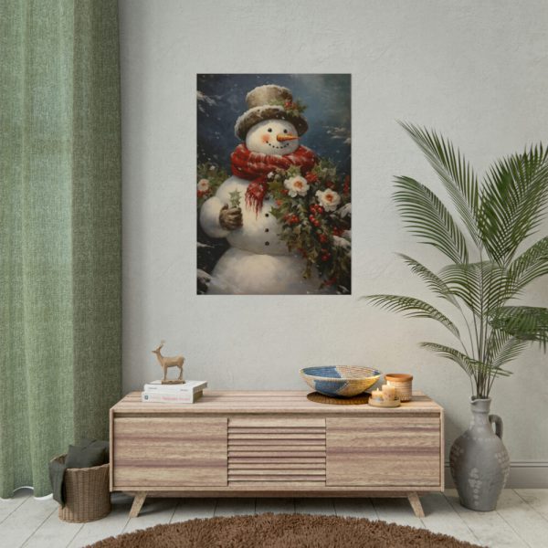 101894-68.jpg Snowman with Flowers Poster