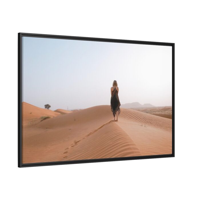 Woman Walking on Sandy Deserts Framed Canvas - Image 1