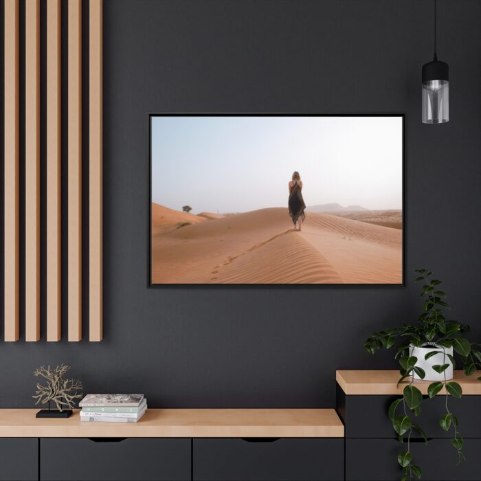 Woman Walking on Sandy Deserts Framed Canvas - Image 5