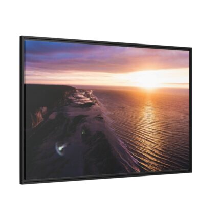Sunset Over an Ocean Cliff Framed Canvas