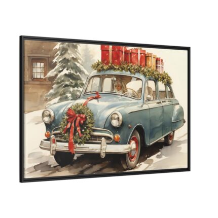 Vintage Christmas Card Framed Canvas