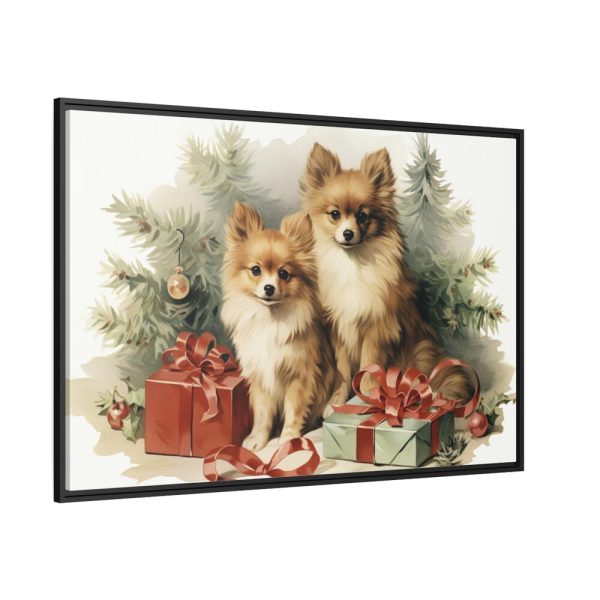 88289-185.jpg Pomeranian Dog At Christmas Framed Canvas