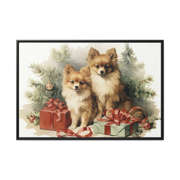 88289-186.jpg Pomeranian Dog At Christmas Framed Canvas