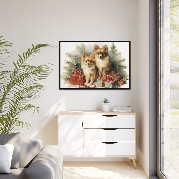88289-188.jpg Pomeranian Dog At Christmas Framed Canvas