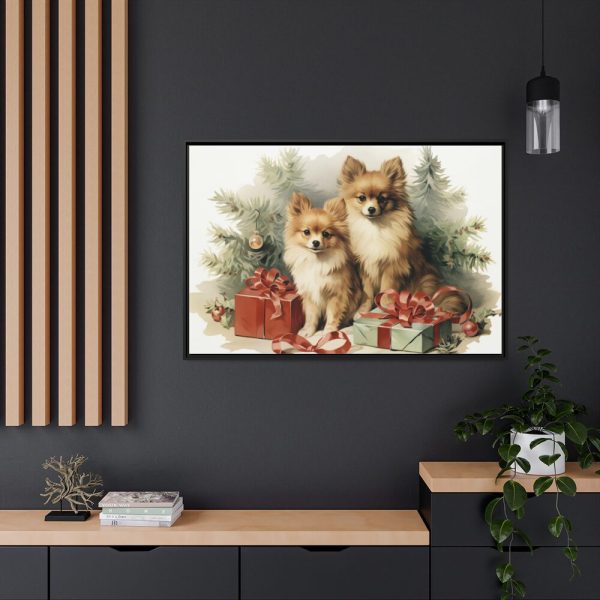 88289-189.jpg Pomeranian Dog At Christmas Framed Canvas