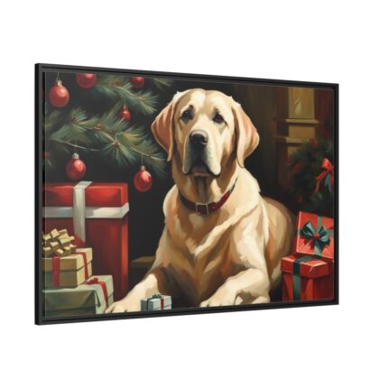 Labrador Vintage Christmas Framed Canvas