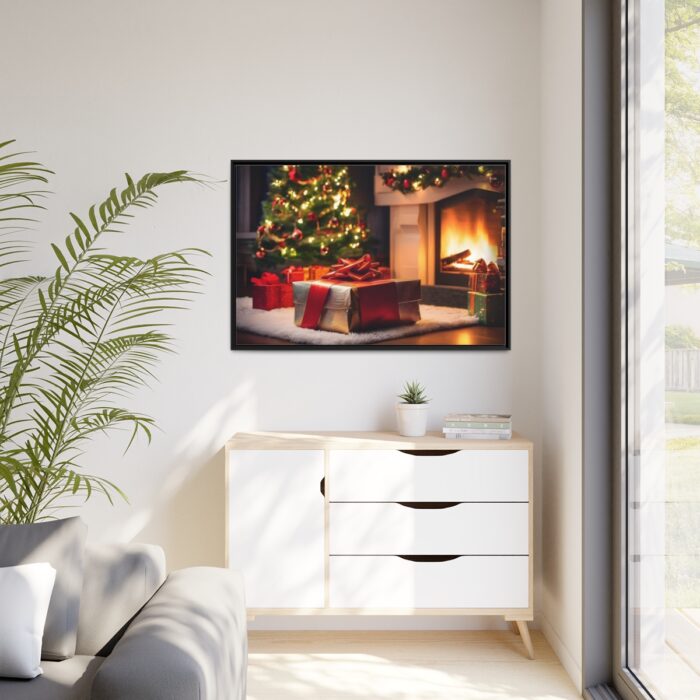 Christmas Gifts, Tree and Fireplace Framed Canvas - Image 4