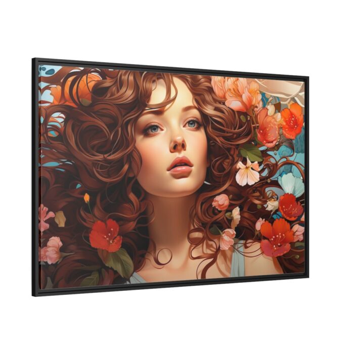 Woman Alphonse Mucha Style Framed Canvas - Image 1