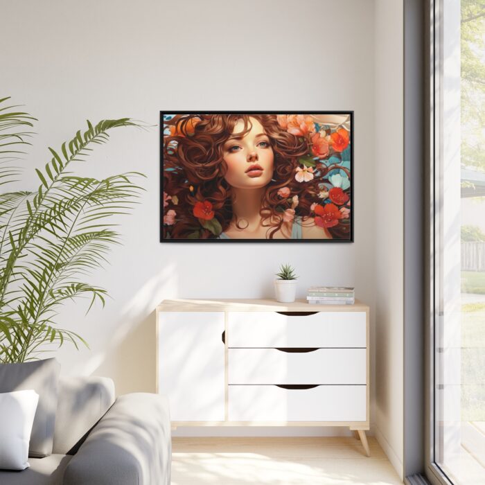Woman Alphonse Mucha Style Framed Canvas - Image 4