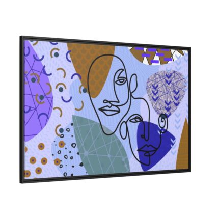 Line Art Abstract Face Illustration Framed Canvas