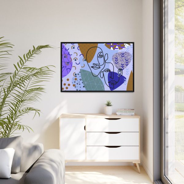 88289-278.jpg Line Art Abstract Face Illustration Framed Canvas