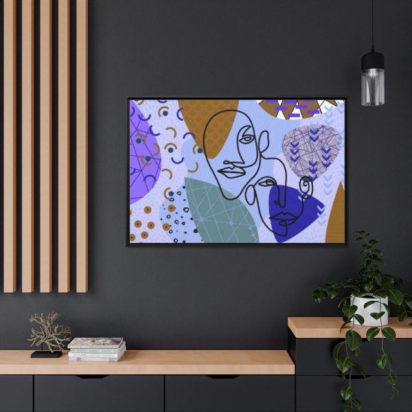 88289-279.jpg Line Art Abstract Face Illustration Framed Canvas