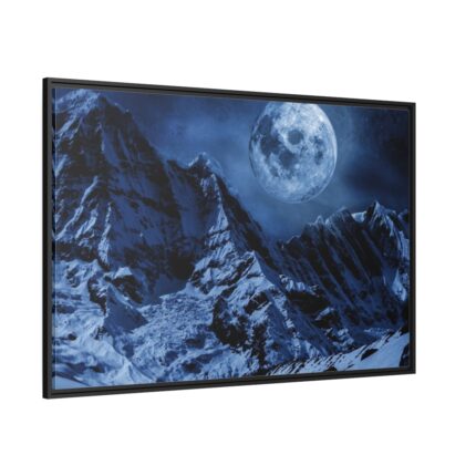Moon in Mountains Framed Canvas