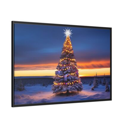 Lit Christmas Tree Outside Framed Canvas